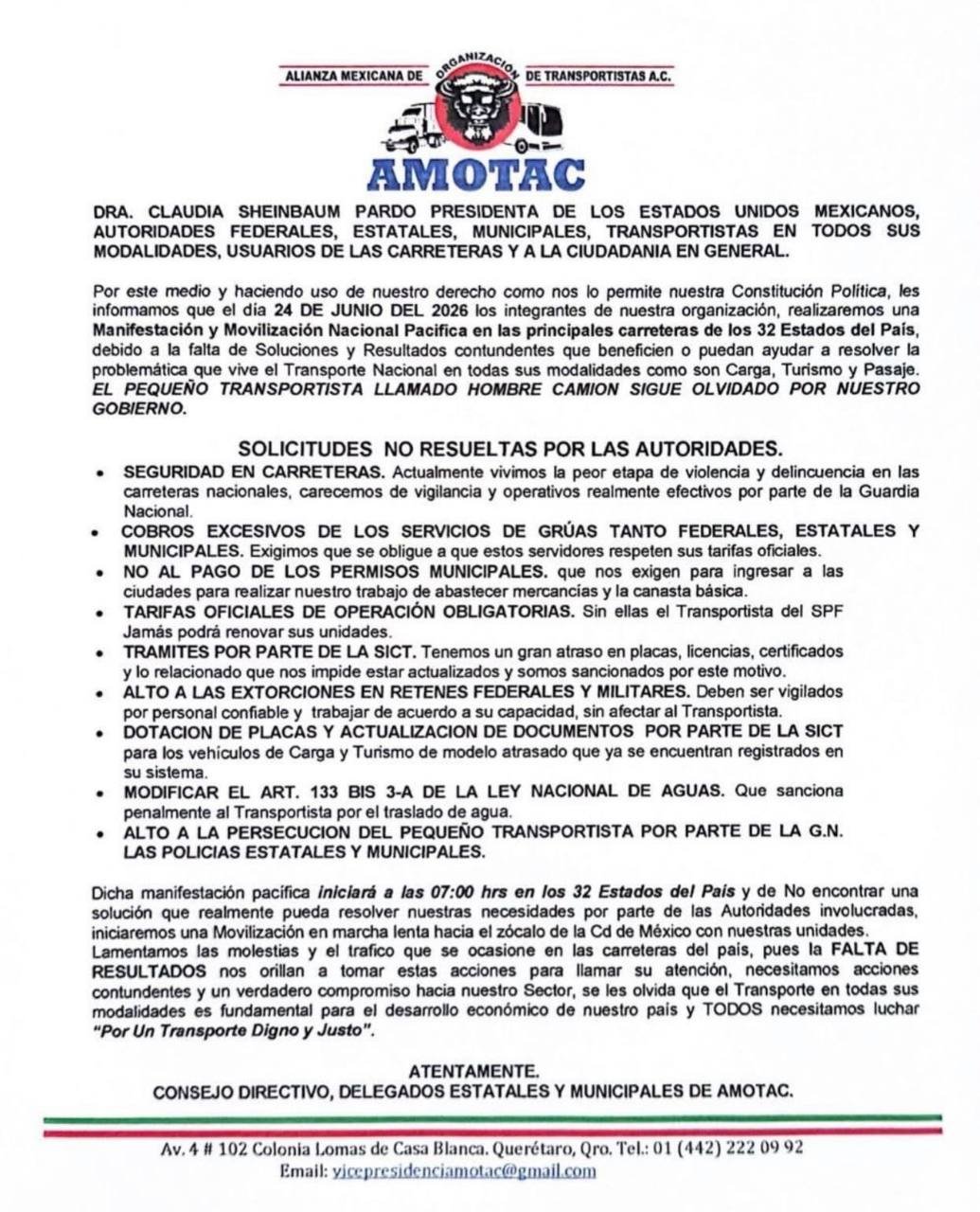 📲Resumen del martes 23 de junio de 2026 de Expreso Querétaro. ⚠️Habrá cierre de carreteras, AMOTAC hará manifestación nacional pacífica. ⚽️Escuelas públicas del turno vespertino no tendrán clases este miércoles, podrán disfrutar del partido desde casa.
