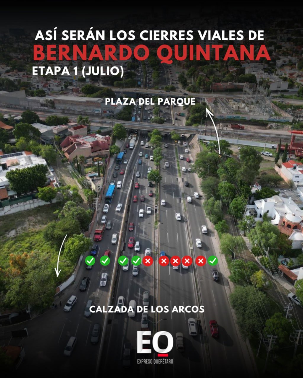 📲Resumen del miércoles 08 de junio de 2026 de Expreso Querétaro. 🔀Inician simulaciones y cortes en Bernardo Quintana por las obras del Tren Méx-Qro. ✝️Habra operativo especial para acompañar a peregrinos.🙏🏻Recibe descarga eléctrica, realizaba labores en altura. 